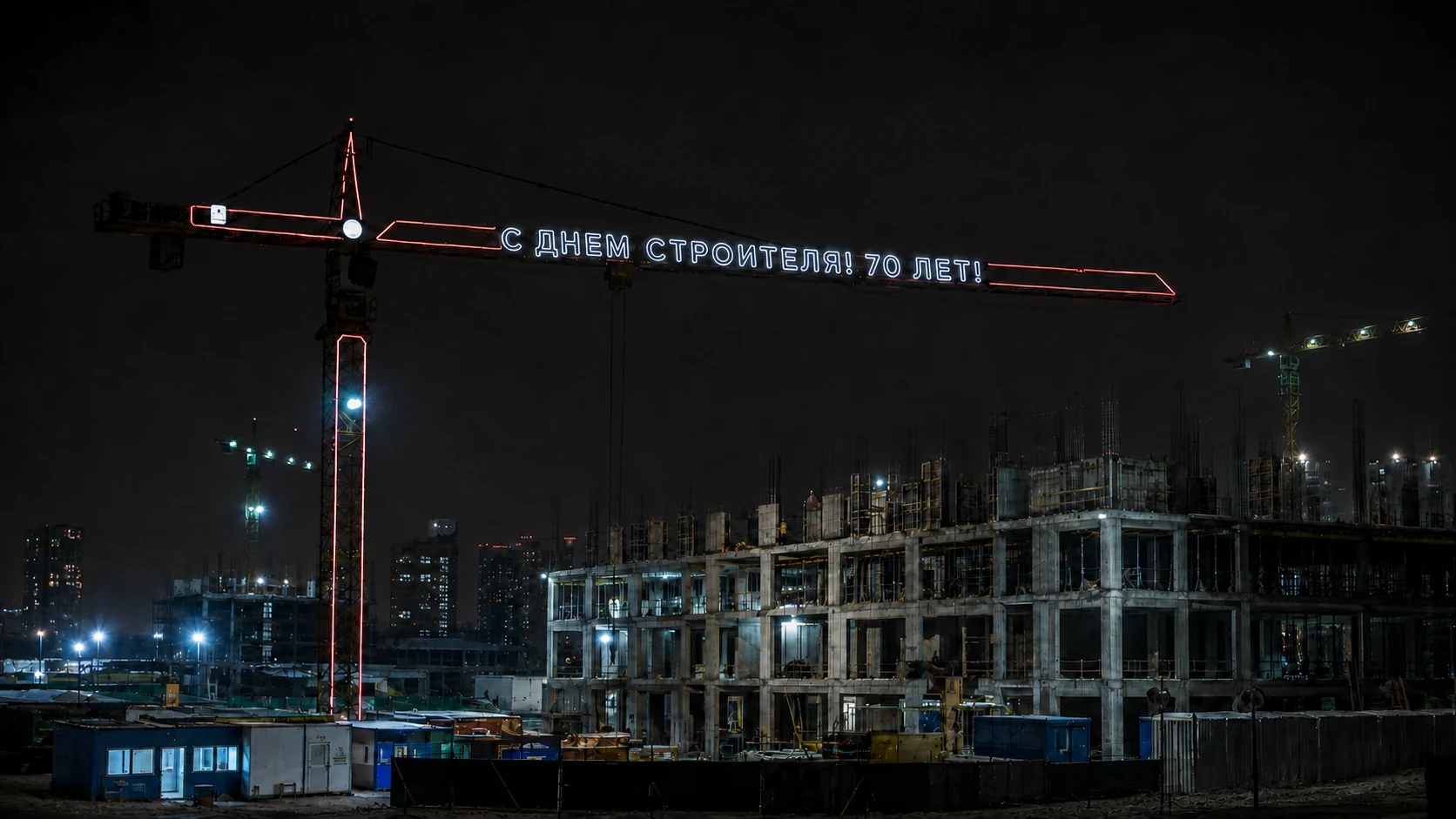 Брендирование и подсветка башенных кранов